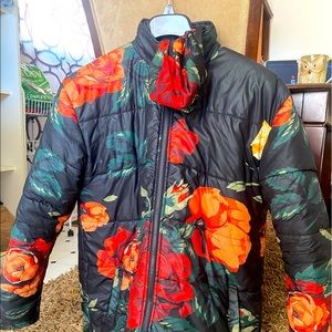 Floral print bubble coat